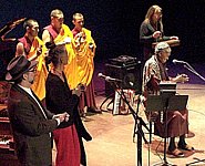 from left: Seth Farber, Frank London, Seth Rogovoy, <br>Sandra Burton, 3 Tibetan Monks, Rob Schwimmer, <br>Odetta, Sussan Deyhim, and Loren Sklamberg
